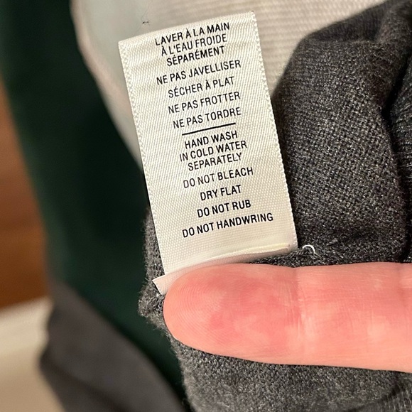 Jacob ruffle v neck knit sweater in soft charcoal grey XS - Picture 6 of 6